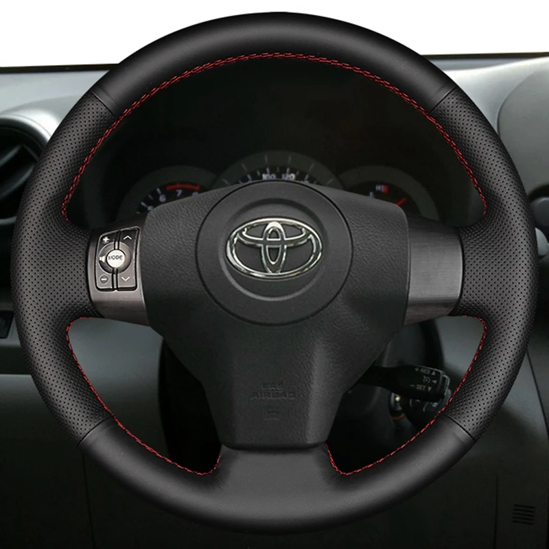 Custom Steering Wheel Braid Cover Genuine Leather 100% Fit For Toyota Yaris Vios RAV4 2006-2009 Scion XB 2008 Car Accessories