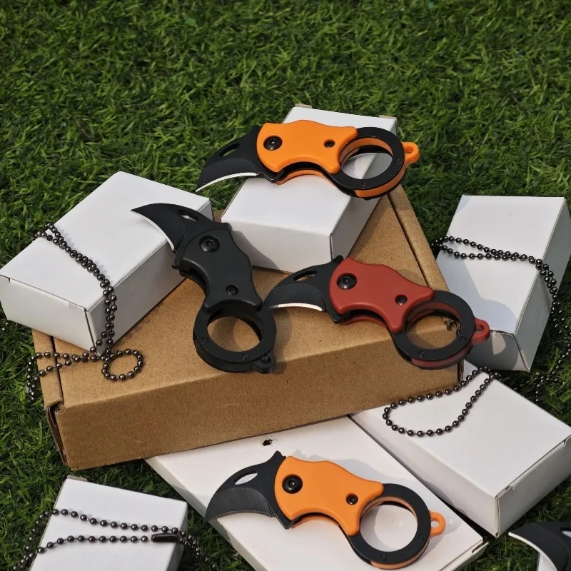 Compact EDC Folding Karambit Portable Keychain Knife for Outdoor Utility Camping and Opening Packages