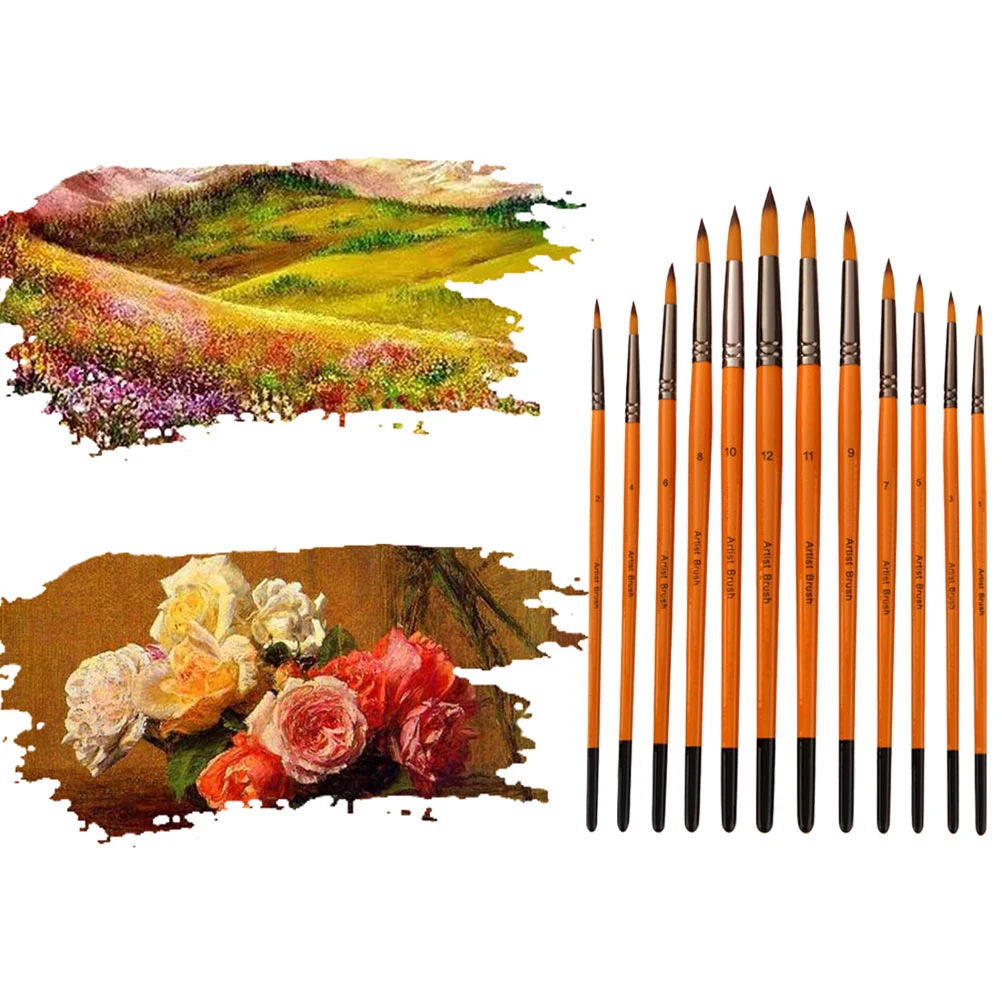 

Nylon Head Paint Brushes Acrylic Oil Watercolor Gouache Round High Grade Wood Aluminum Material Long Service Life