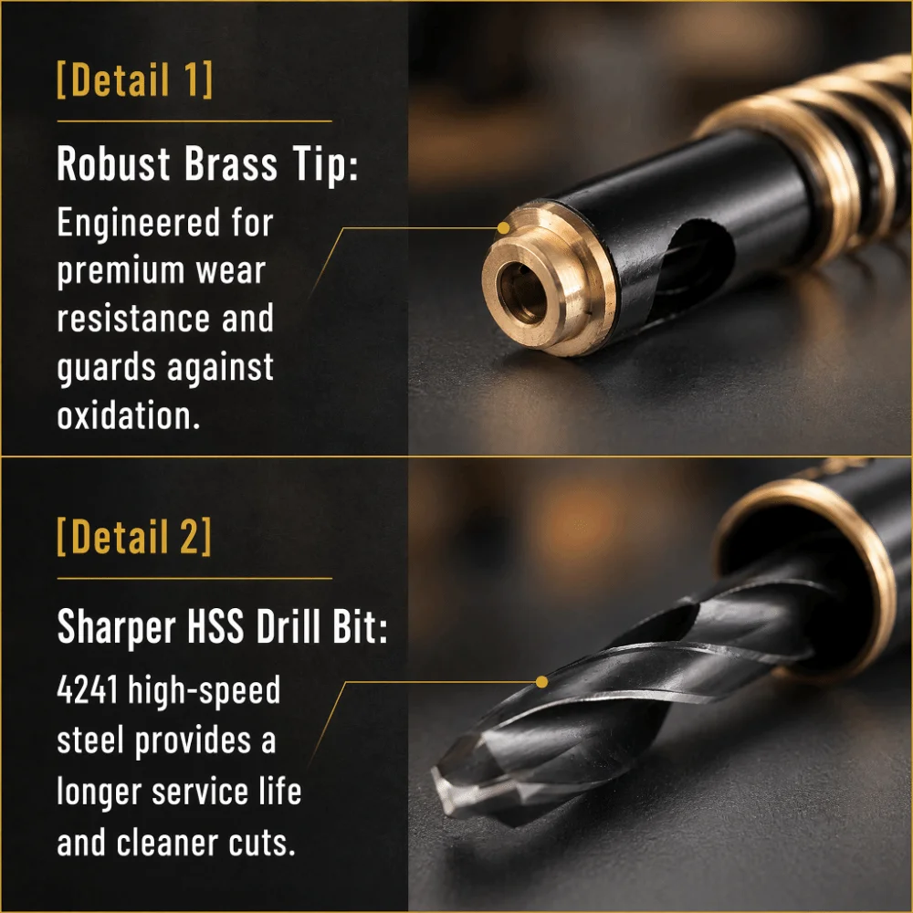 Spring-Loaded Guide Self Centering Drill Bit 5mm Diameter 1/4 Inch Shank Cabinet Drill Bit Hex Shank Black Color