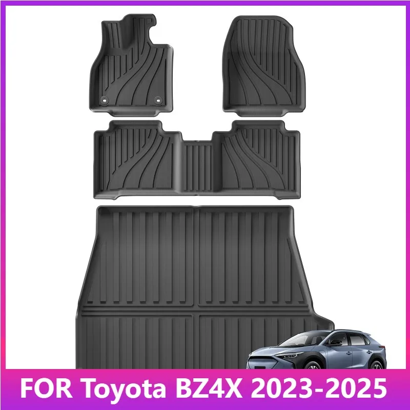 

LHD For Toyota BZ4X 2023 2024 2025 TPE 3D Car Floor Mats Cargo Liner Trunk/Backrest Pad Waterproof Black