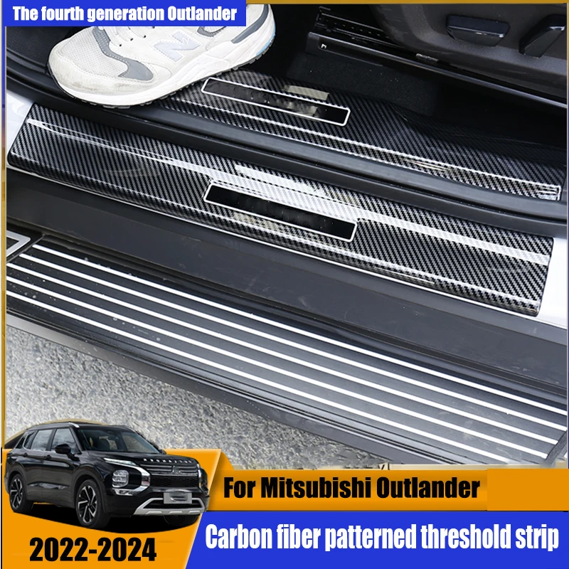 

For Mitsubishi Outlander 2023 Carbon fiber threshold strip, door welcome pedal, interior modification accessorie