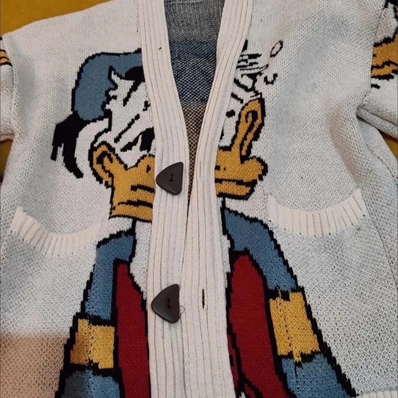 Donald Duck pull Disney Anime dessin animé femmes manteau automne/hiver Cardigan ample tricoté pull haut décontracté fille vêtements cadeau