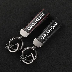 New Fashion Car Carbon Fiber Leather Rope Keychain Key Ring for Nissan Qashqai Car Accessories