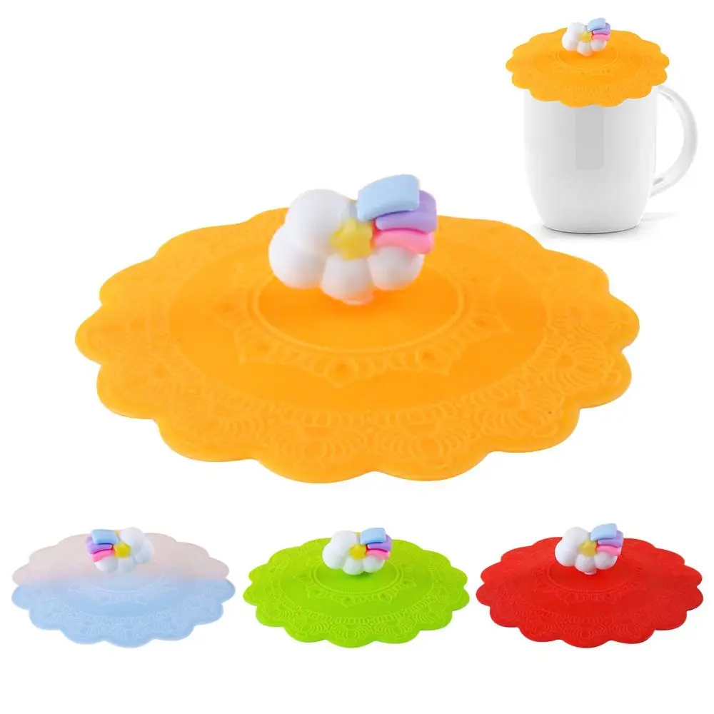 1pc Silicone Mug Cup Cover Sealing Protective Lid Heat Temperature Preserve Dust Free Tea/Coffee/Milk Cup with Convex Handle