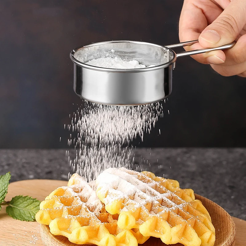 

1PC Household Flour Sieve Hand-held Baking Tools Kitchen 430 Stainless Steel Small Sugar Mesh Sieve Comfortable Small Bakeware