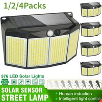 576 LED Solar Power Light Motion Sensor Outdoor Waterproof 3 Mode Security Spotlight for Outside Pathway Yard Garden Garage Lamp