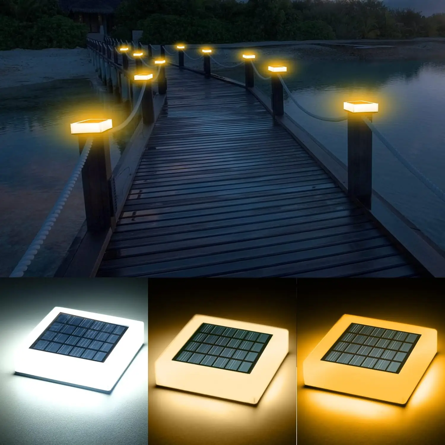 LED Solar Pillar Light Outdoor Garden Column Head Night Light for Courtyard Cottage Waterproof Solar Lamp Landscape Decoration