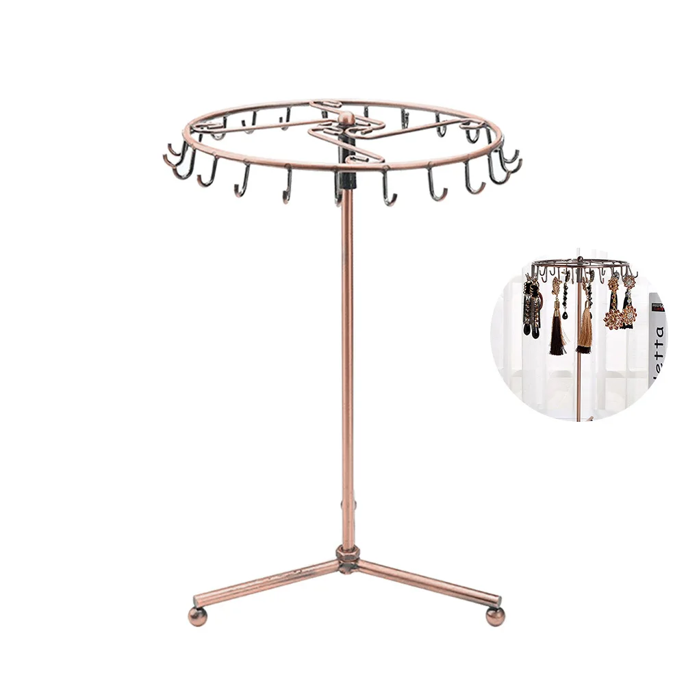 

Золотая железная подставка для ювелирных изделий, держатель-органайзер для серег, ожерелий, браслетов, стабильная компактная розничная стойка