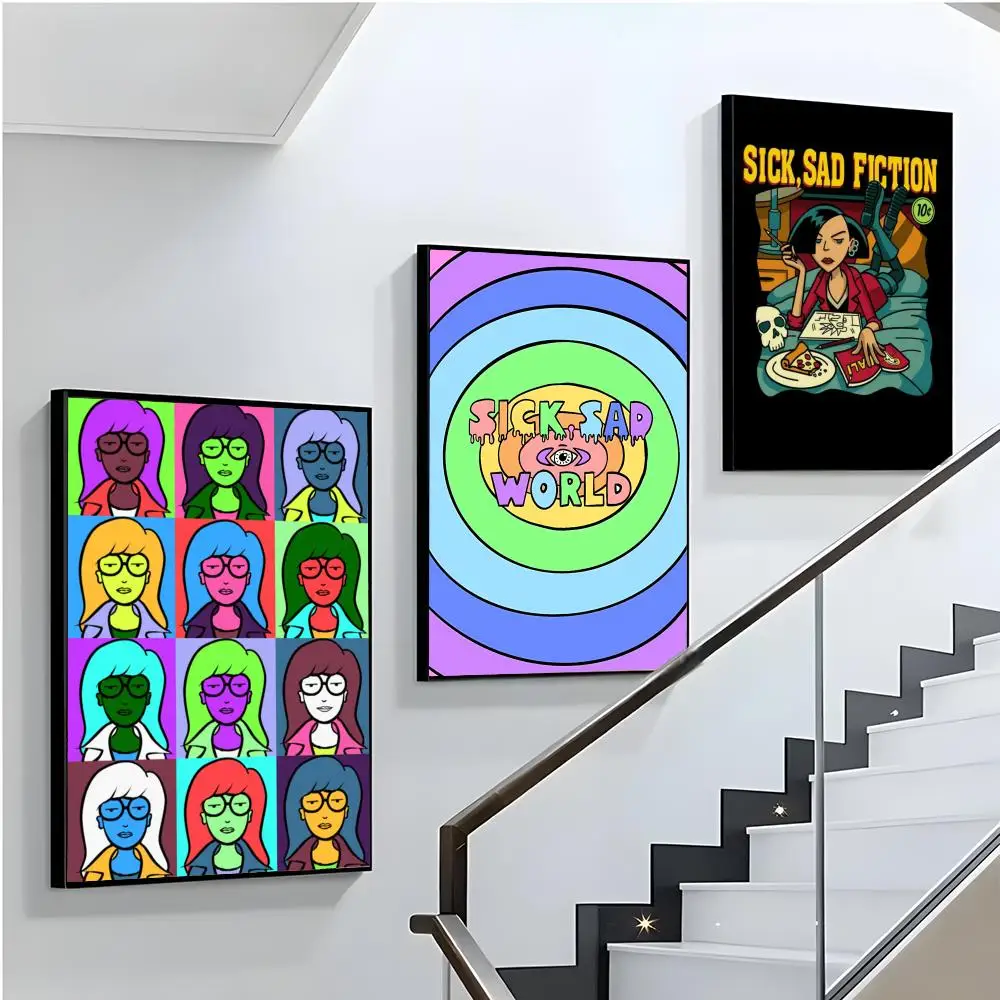 كارتون D-Daria أنيمي المشارك HD الفن لزجة جدار مقاوم للماء غرفة المعيشة المنزلي غرفة نوم بار #3