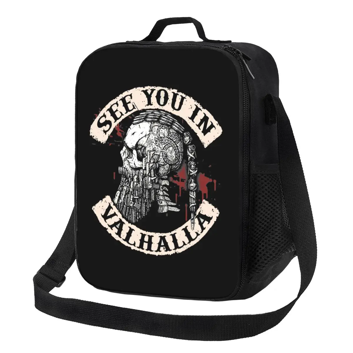 Custom See You In Valhalla Skull Viking Insulated Lunch Bags for Office Norse Odin Ragnar Warrior Leakproof Cooler Thermal Bento