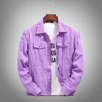 2021 New Hot Slim Mens Jackets and Coats Casual Denim Jacket Men Veste Homme WoMen Jeans Jacket Male Purple Orange