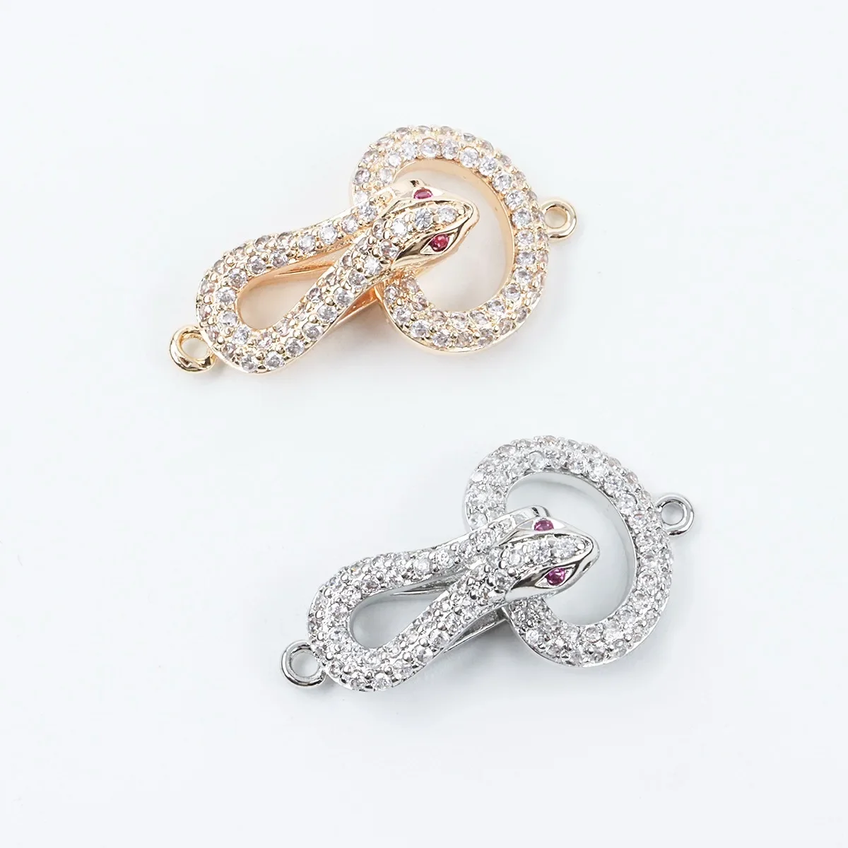 

18K Gold Full Diamond Micro-setting, Snake Head Shape Button Head Pearl Necklace Buckle Tail Buckle DIY Jewelry Accessories