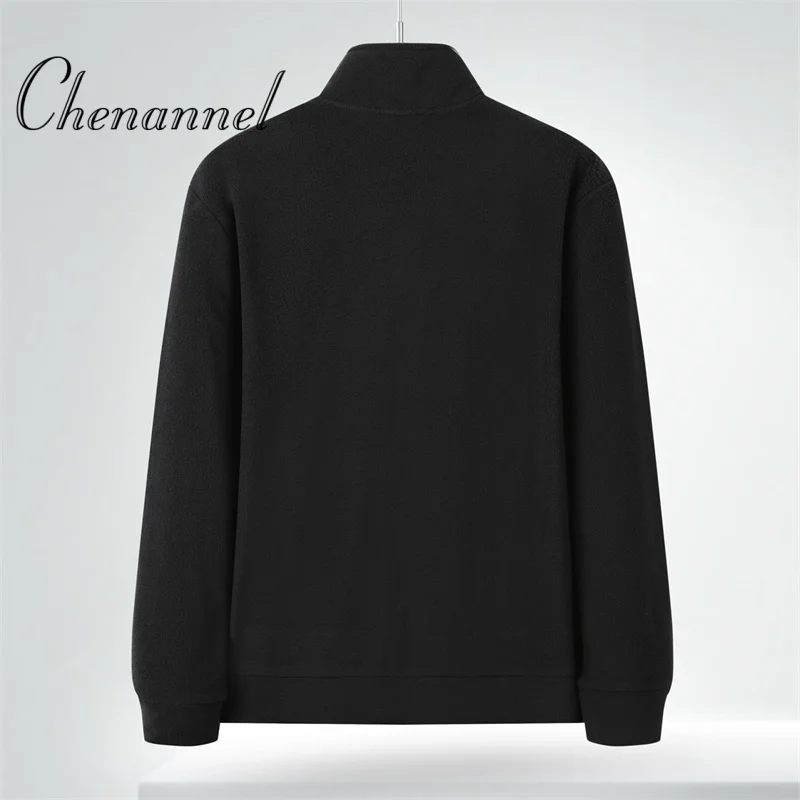 

Winter Padded Jacket Men Plus Size Warm Loose Stand Collar Fleece Thickened Coat Solid Color Business Casual Wadded Jacket