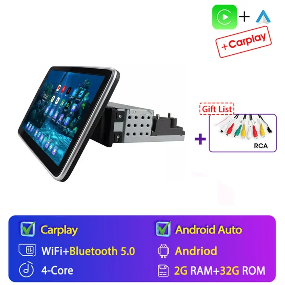 Draadloze CarPlay Android 15 1 Din Universele Draaibare Auto Radio Multimedia Video Player Autoradio GPS Navi Stereo Audio 4G SWC