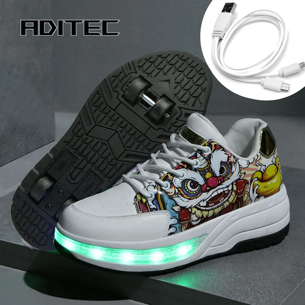 Roller Skate Shoes Kids Snickers With Wheels Children Rollerskates Fashion Outdoor Sports Shoes，Rechargeable luminescence