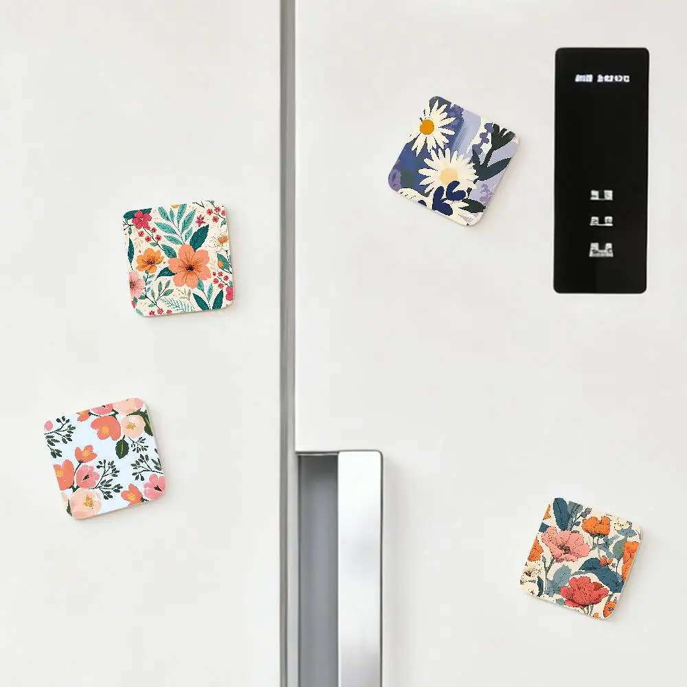 Pink Peach Flower Glitter Shiny Refrigerator Magnets For Dishwasher/ Refrigerator/ Freezer, Whimsical Kitchen Decor