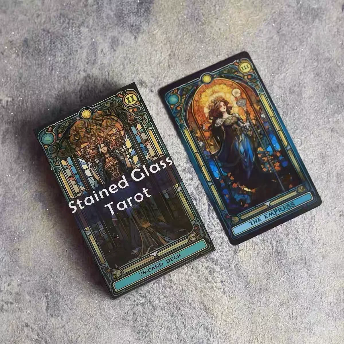 Stained Glass Tarot Deck 78 Cards Stained Glass Art Tarot Cards English Version Vintage Church Window Divination Cards - view 2