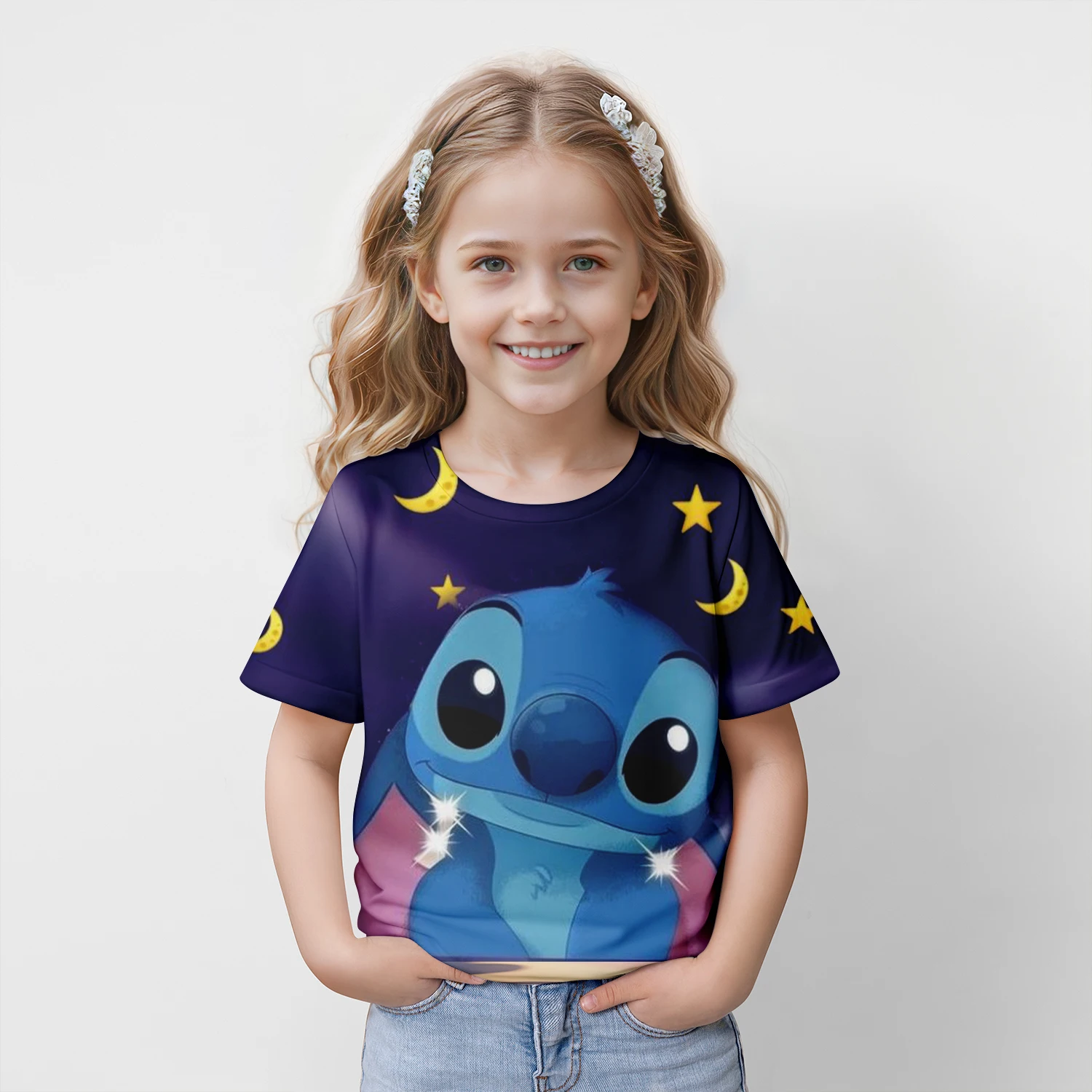 Lilo And Stitch Summer Children's T-Shirt 3d Printed Girl's Clothing Cartoon Miniso Cute Child Party Trend Birthday Boy Fashion