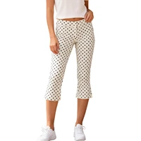 Women Summer Capri Pants Casual Low Waist Solid Color/Dot Print Slim Fit Cropped Trousers Fashion Streetwear - Image 6