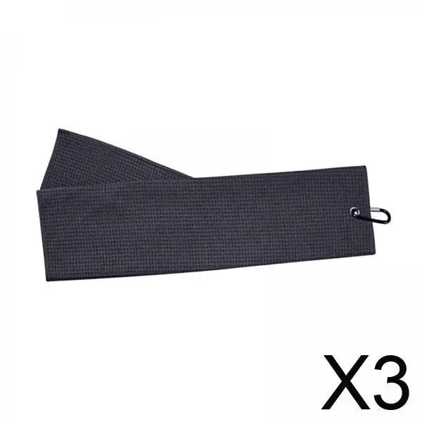 

3x Golf Towel with Clip Microfiber Weave Pattern Wiping Cloth 40x60cm Absorbent