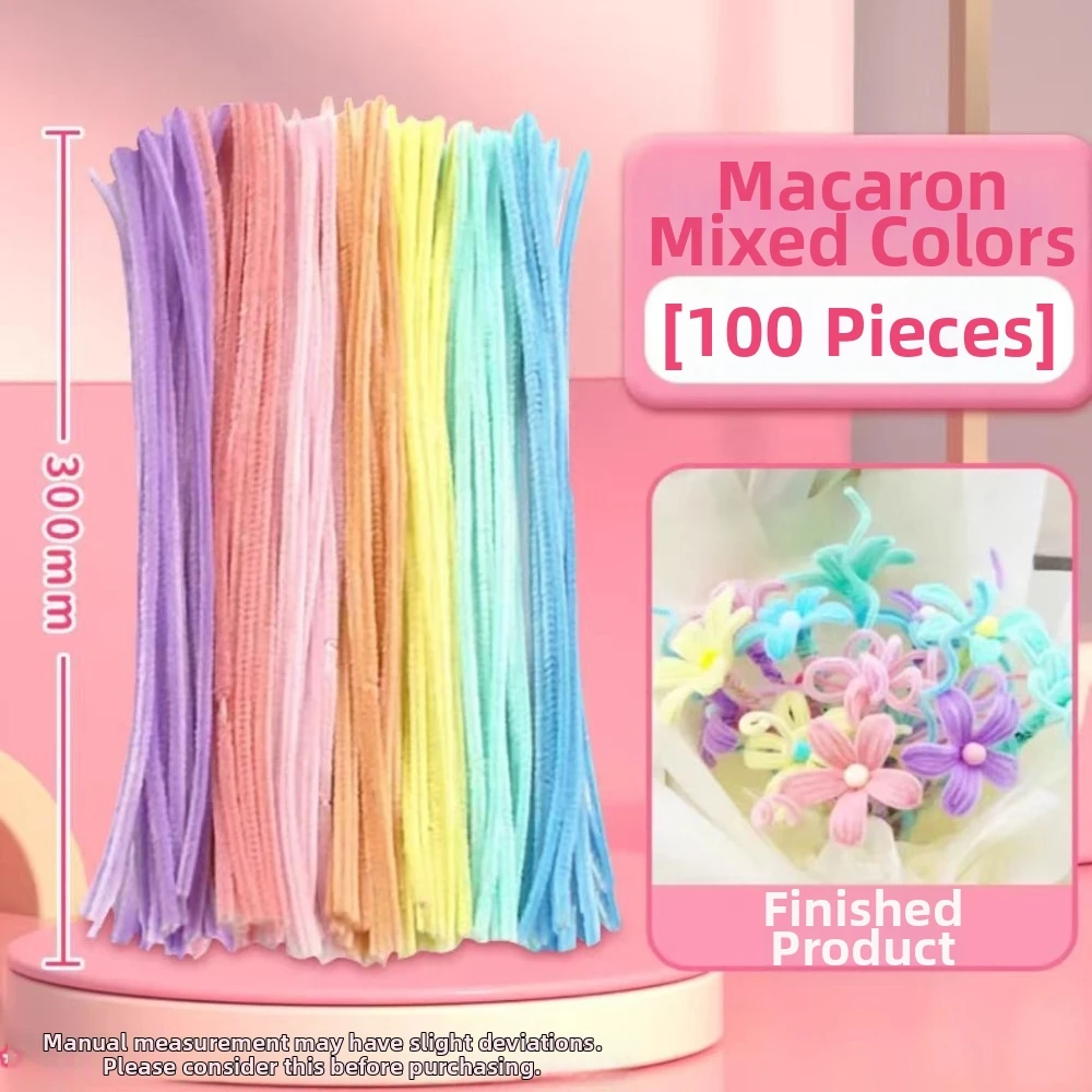 100/300/400Pcs Chenille Stems Bendable Soft Touch Pipe Cleaners DIY Crafts Flexible Wire Craft Stamen