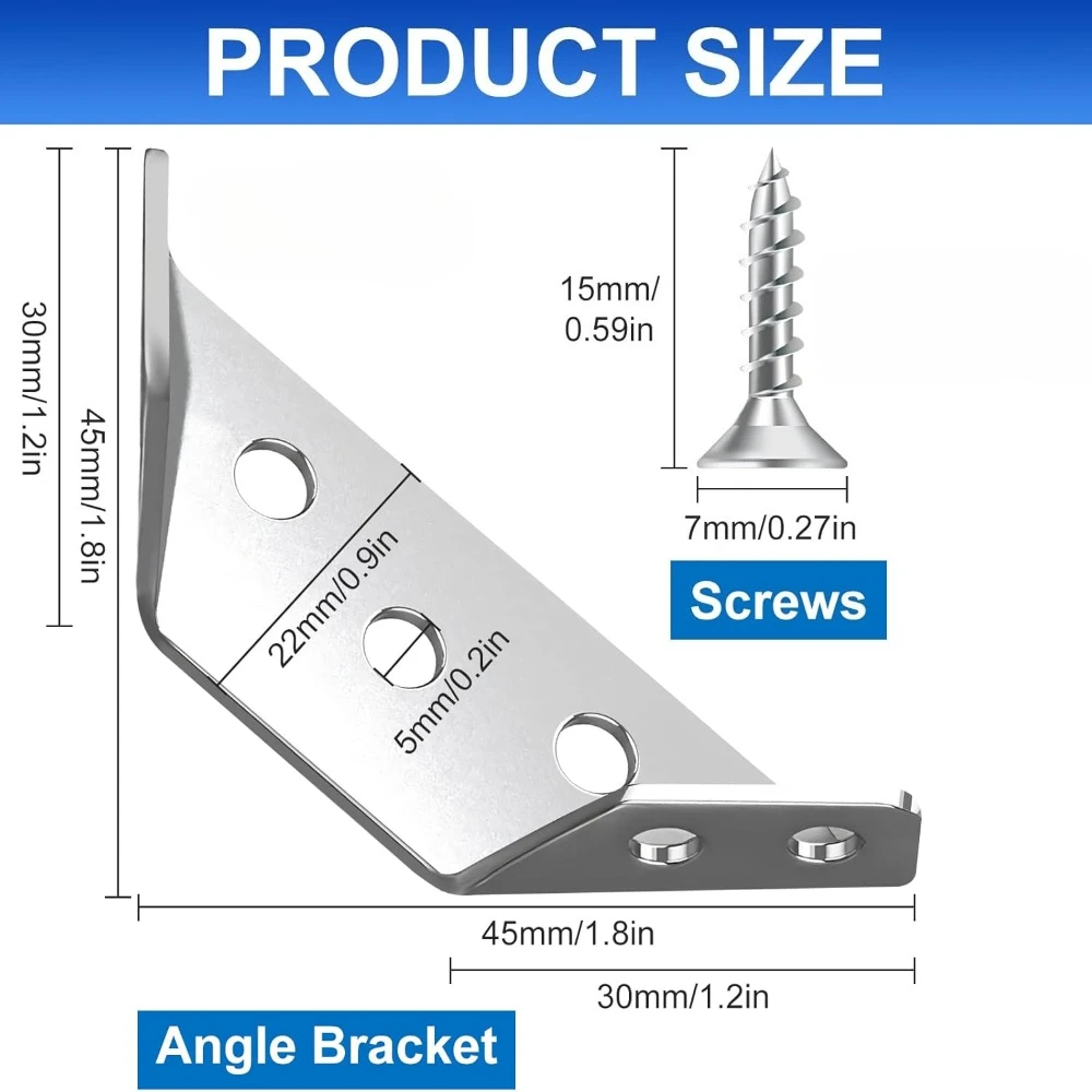 1-120 Set Stainless Steel Angle Code Trapeziform Angle Brackets 90 Degrees Right Angle Fixed for Various Places of Furniture