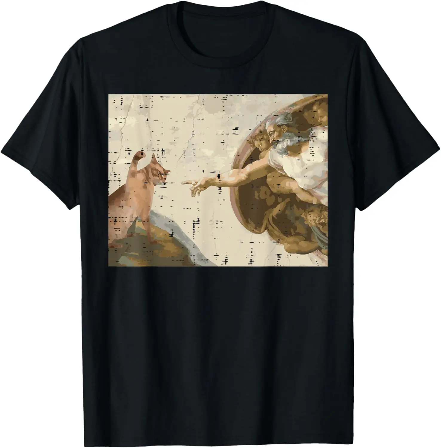 Creation of Adam Cat Meme Art Graphic Tee Casual Short Sleeve T-Shirt for Women