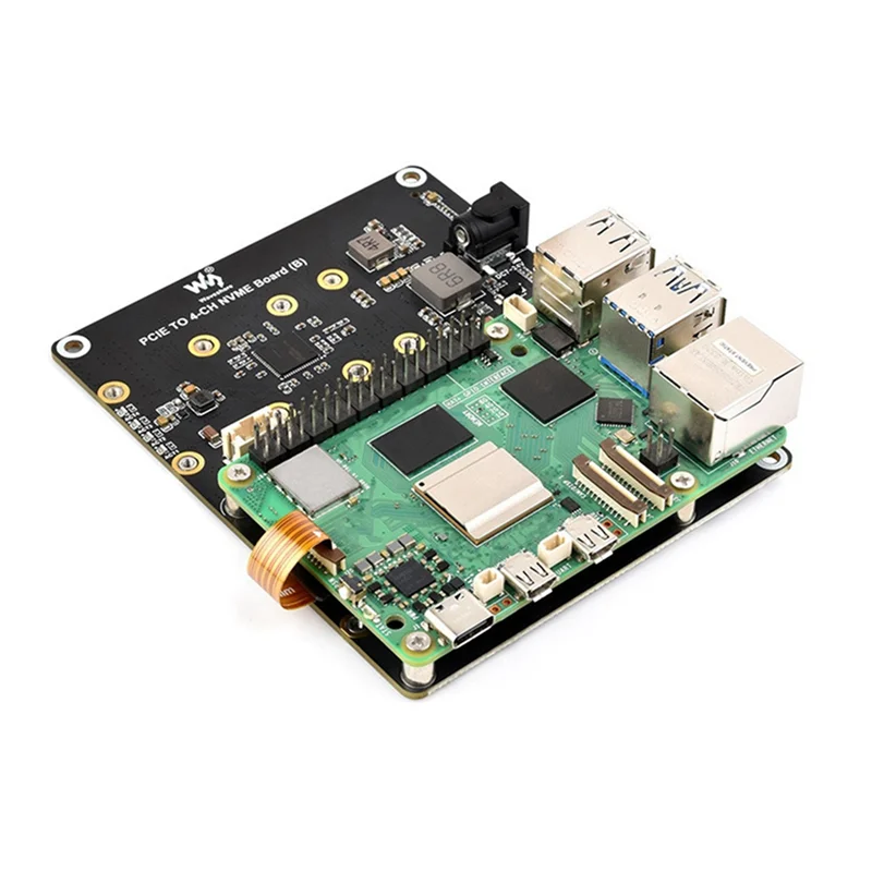 

Waveshare Pcle To4-Channel M.2 Adapter Board Forraspberry Pi 5 Supports Nvme Hard Drives Withled Indicator