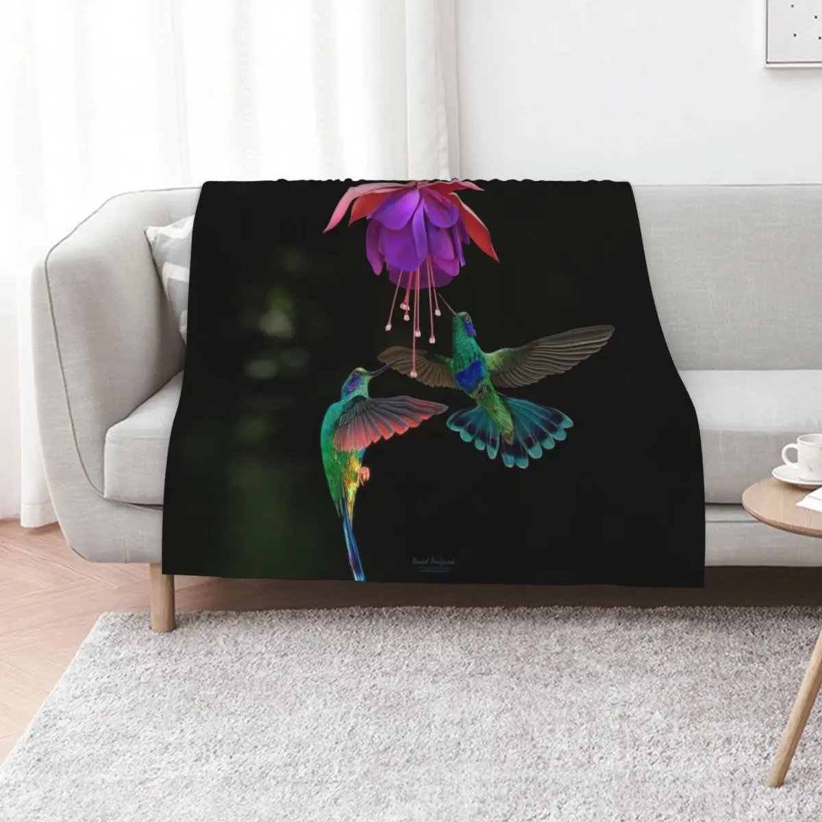 Hummingbird pair Throw Blanket Cute Decorative Sofas Weighted Hairy Sofa Quilt Loose Blankets