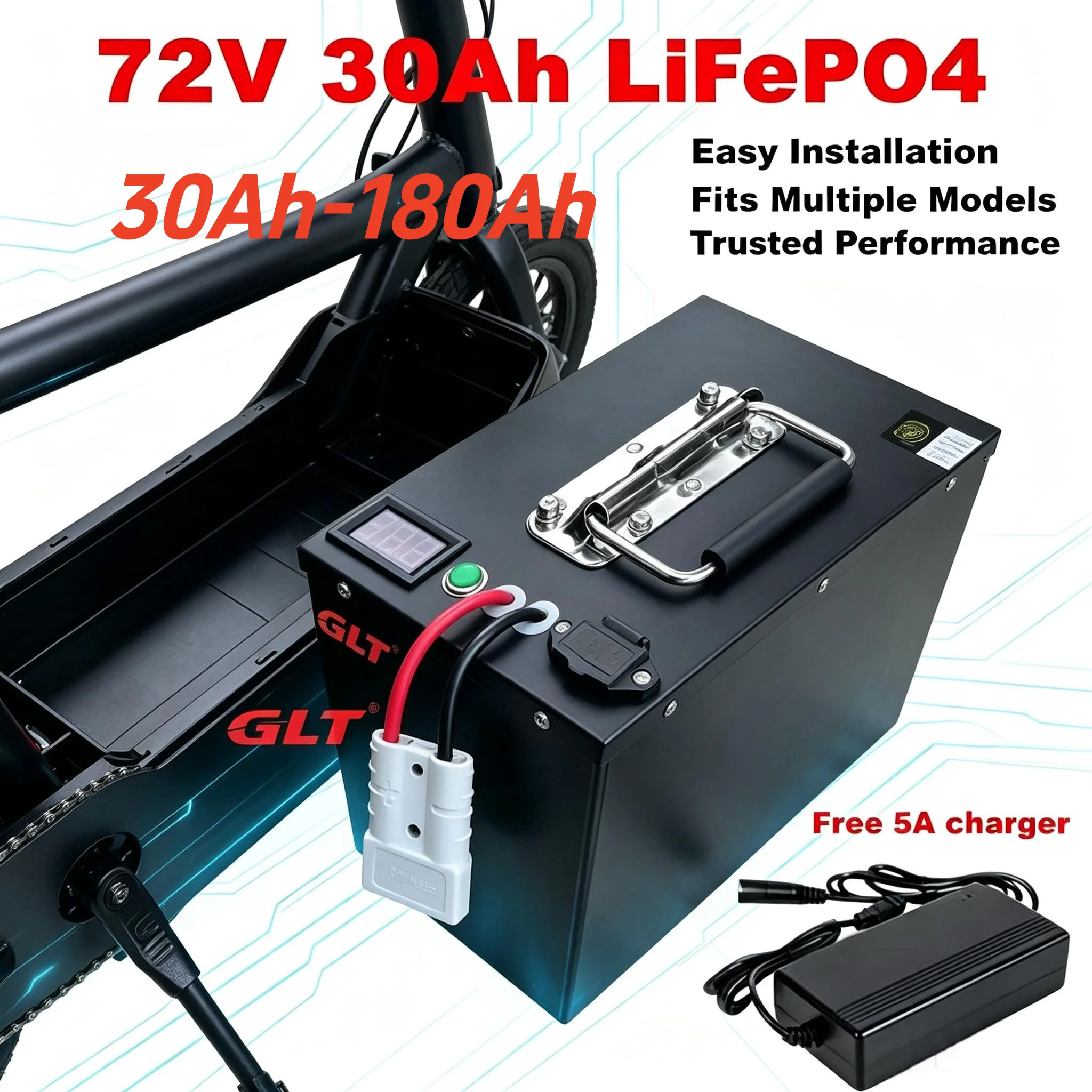 72V Lifepo4 Ion Battery Energy Storage System for Electric Car Motorcycle Forklift - 35AH 45AH 55AH 60AH with JK BMS 100W-7000W