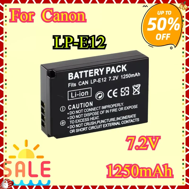 

For Canon LPE12 EOS M EOS M10 M50 M100 100D Kiss X7 Rebel SL1 DSLR Camera LP-E12 Battery 1250mAh Rechargeable Batteries