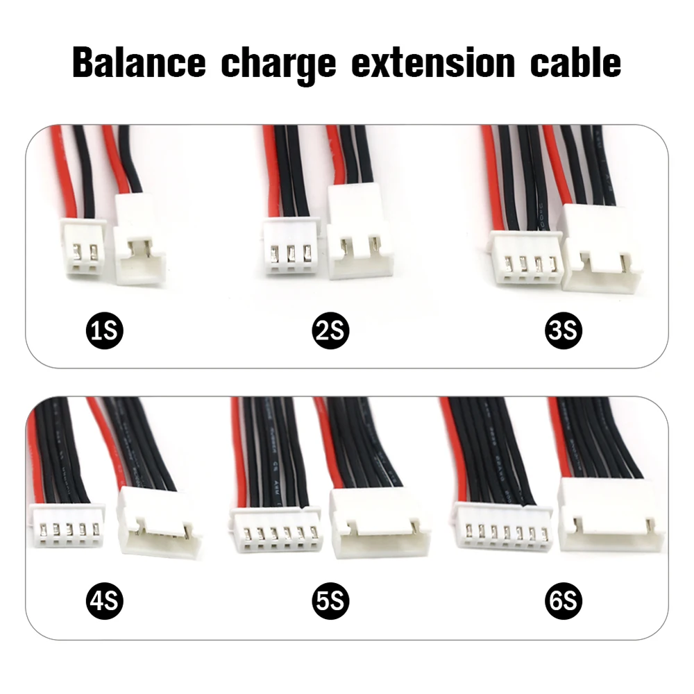 5Pcs/Lot JST-XH 15CM 1S 2S 3S 4S 5S 6S 22AWG Lipo Balance Wire Extension Charged Cable Lead Cord for RC Lipo Battery charger