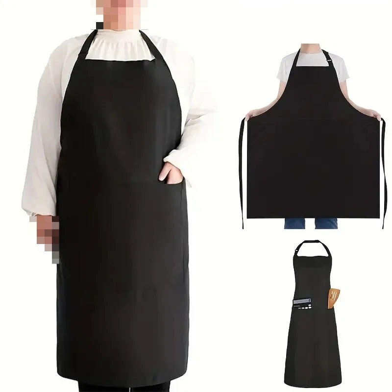 Tabliers de cuisine grande taille avec poche, bavoir de cuisine avec sangle de cou réglable, tablier de Chef résistant à l'eau et à l'huile pour hommes et femmes, 1 pièce