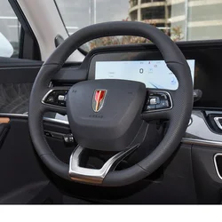 For Hongqi HS5 HS7 H5 EHS9  Manual Hand Sewn Needle Thread Car Steering Wheel Cover Interior Car Accessories Genuine Leather
