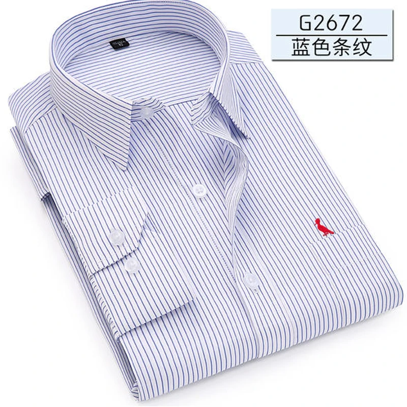 New Stretch Anti-Wrinkle Cotton Men\'s PIus Shirts Long Sleeve Dress Shirts For Men Slim Fit Camisa Social Business Blouse Shirt