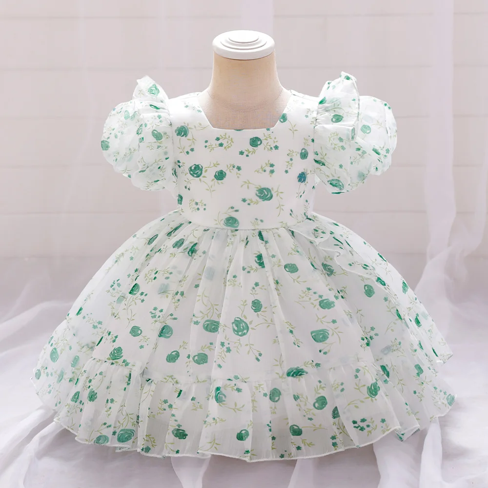 Summer Rose Flower White Baby Girl Dress Tulle Princess 1 Years Birthday Kids Dresses For Girls Toddler Party Prom Baby Clothing