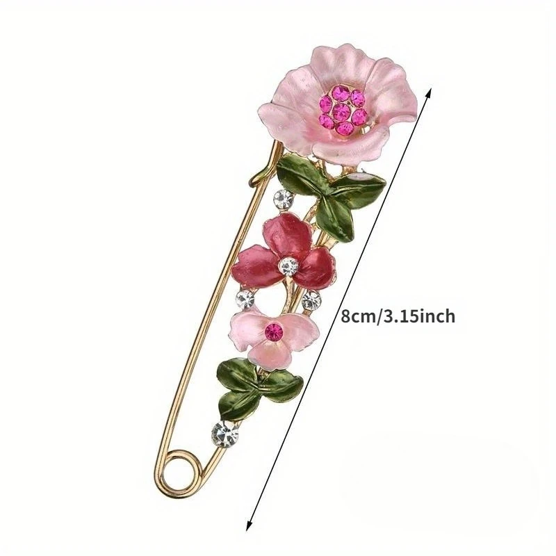 3-teiliges Blumen-Emaille-Broschen-Set, Elegante Anstecknadel mit Strass, Schmuck für Damen, Cardigan, Schal, Kleid, Einfache Reversnadel-Accessoires
