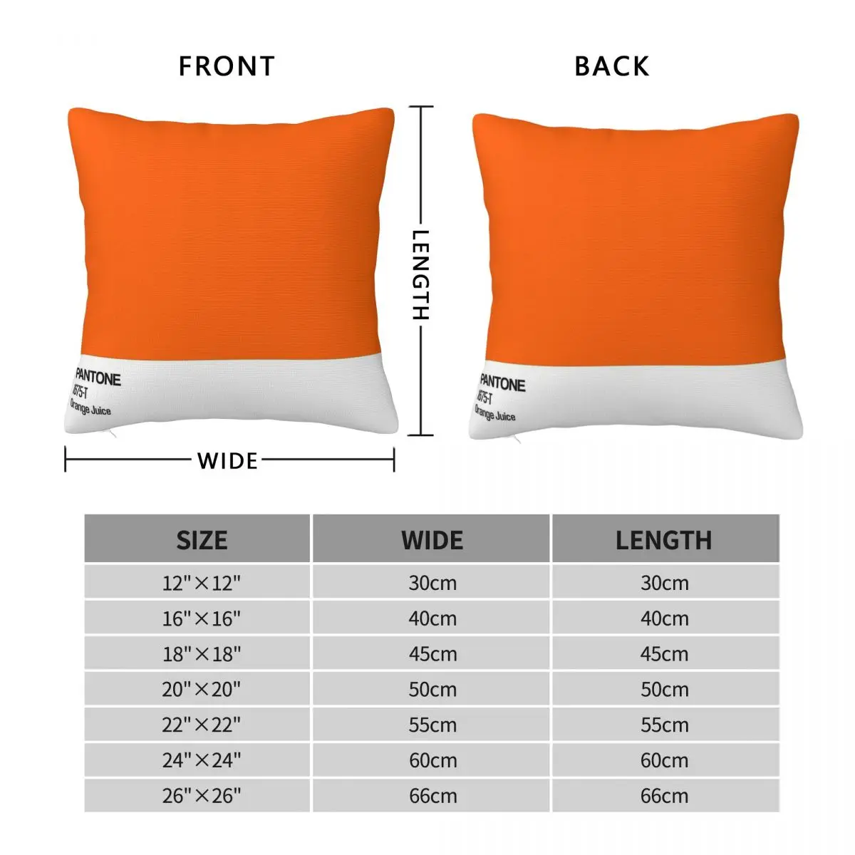 Pantone Orange Juice Square Pillowcase Polyester Linen Velvet Printed Zip Decor Home Cushion Cover 45x45