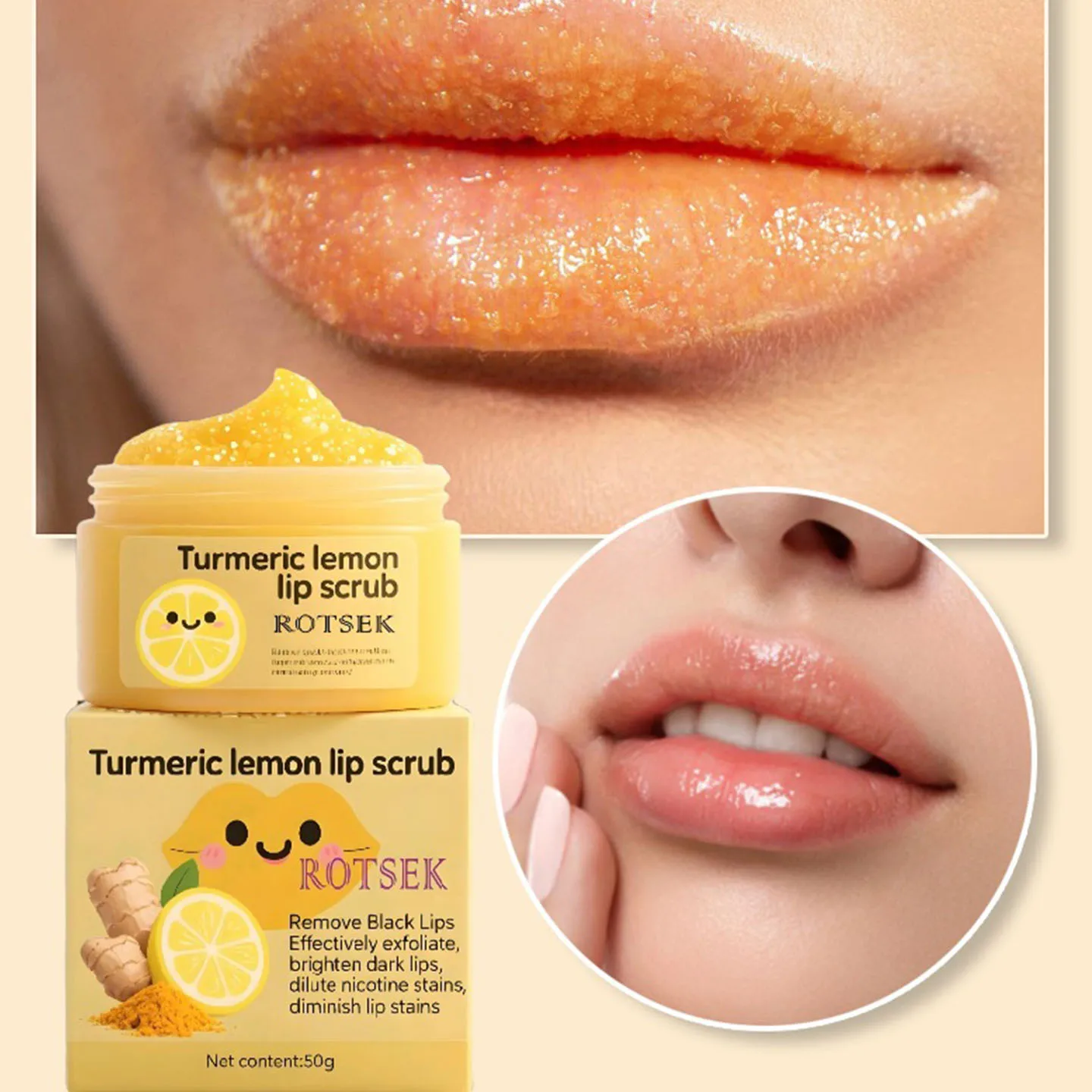 Turmeric Lemon Lip Scrub hydrates and moisturizes exfoliate dead skin lighten lip lines and improve dark lips Skincare