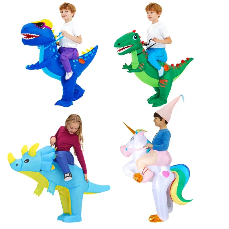 Disfraz inflable de conejo y dinosaurio para niños y niñas, disfraz de unicornio, conejito, Pascua, Halloween, disfraces de Carnaval MN3