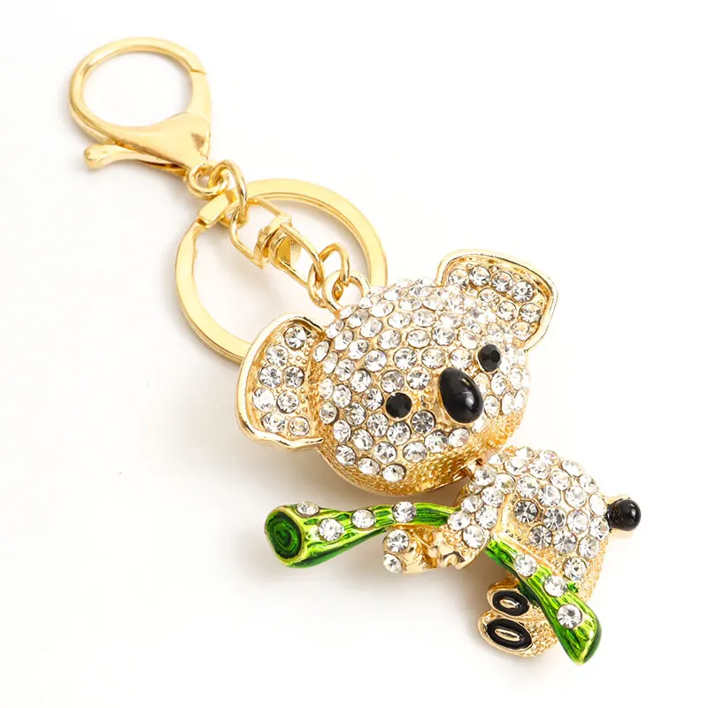 Shiny Rhinestones Lovely Koala Keychain Fashion Jewelry Gift For Women Kids Wallet Hanging Bag Decorative Cute Animal Key Ring