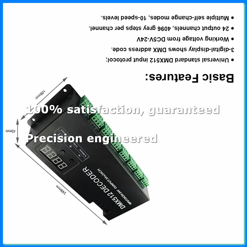 

Digital 24CH RGB RGBW DMX512 Decoder, RGBW 512 Decoder 512 Controller for LED Strip (A)-ELEC