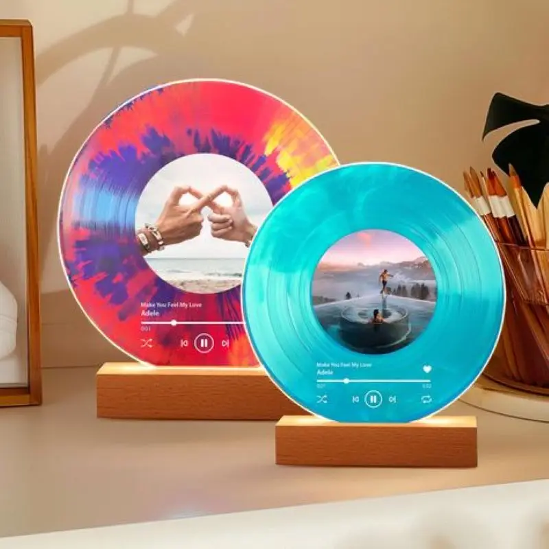 

Personalized Vinyl Record Song with Wood Stand, Anniversary Gift for Him Her, Record Gifts for Wife, Christmas Gifts