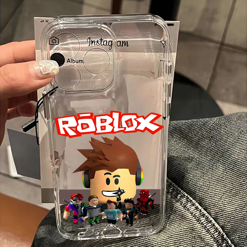 Popular game r-robloxes Phone Case For iPhone 17 16 16e 15 14 13 12 11 Mini Pro Max XR XSMax 7 8 Air Plus Transparent Back Cover - náhled 3