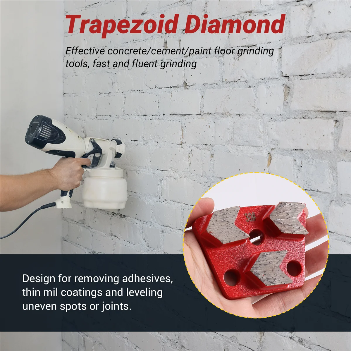 30 Grit Metal Bond Scraper Trapezoid Diamond Floor Grinding Pad Disc for Removing Adhesives Spots Joints