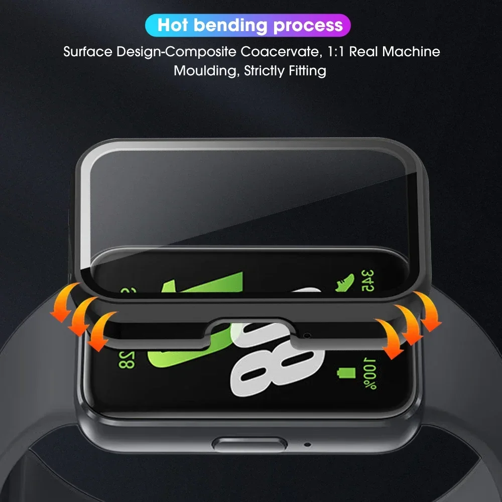 Case For Samsung Galaxy Fit 3 Smartwatch Full Coverage Tempered Glass Screen Protector Hard PC Bumper Shell For Samsung Fit3
