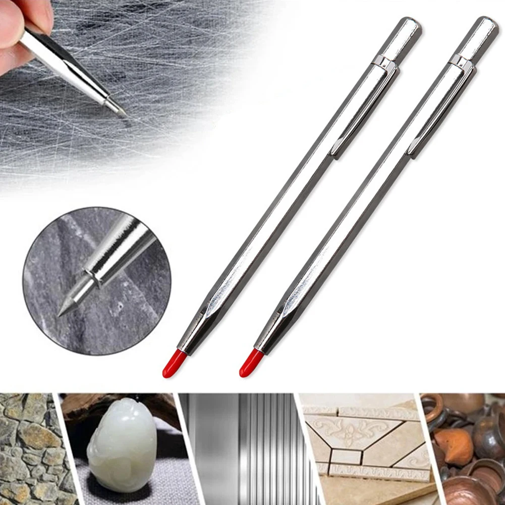 Tile Cutter Tile Lettering Pen 2Pcs Carbide Engraving Pen Scratch-resistant Silver Wear-resistant 145mm 5.7Inch