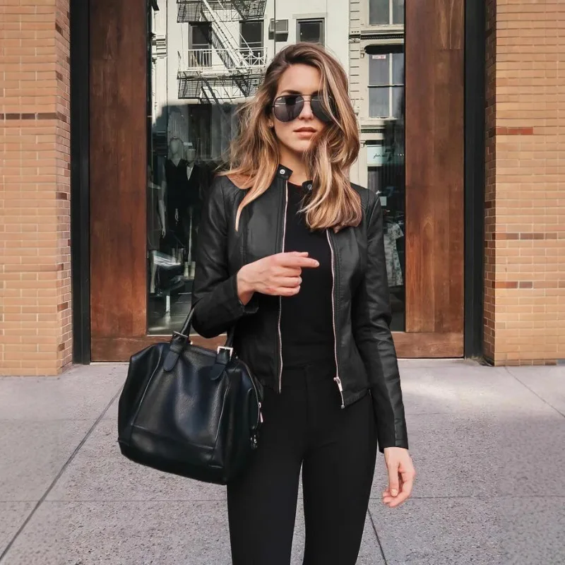 Faux Purple Leather Jacket Women 2025 Autumn Spring Women's Moto Biker Zipper Jackets Red Black Coat Top кожаная куртка женская