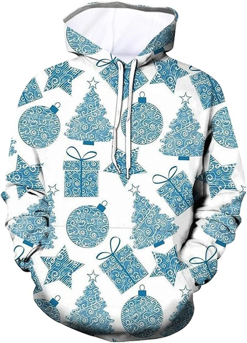 New Men's Hoodie New Year Party Christmas Graphic 3D Print Sweatshirt Men Women Clothing Fashion Antumn Pullover Plus Size Tops